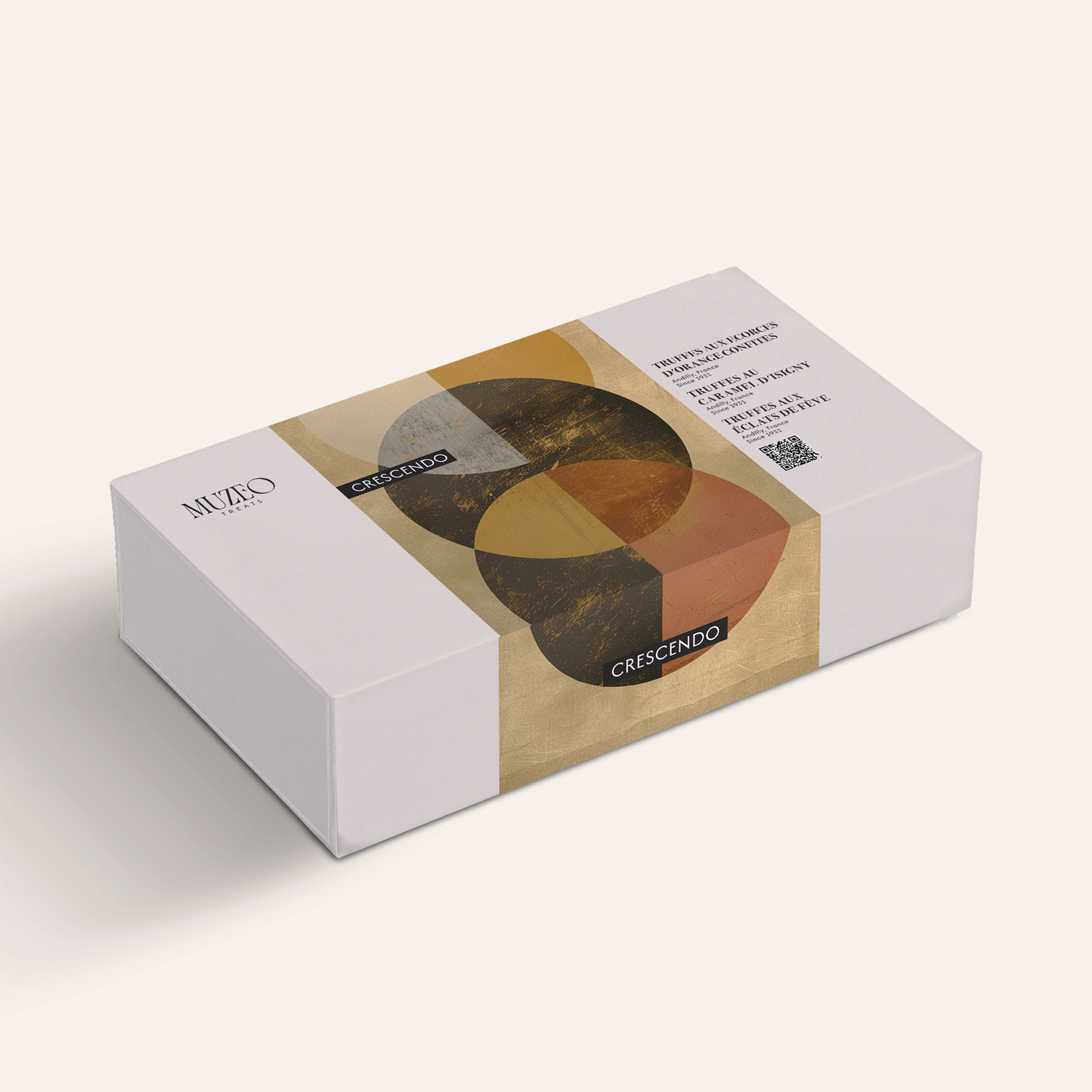 <div style="text-align: center;"> <span style="color: #1D1919;">CRESCENDO</span> <br> <span style="color: #1D1919;">Chocolate Assortment (12 oz.)</span> <br><span style="color: #444444;">Andilly, France</span> <br> <span style="color: #444444;">Since 1931 </span> </div>