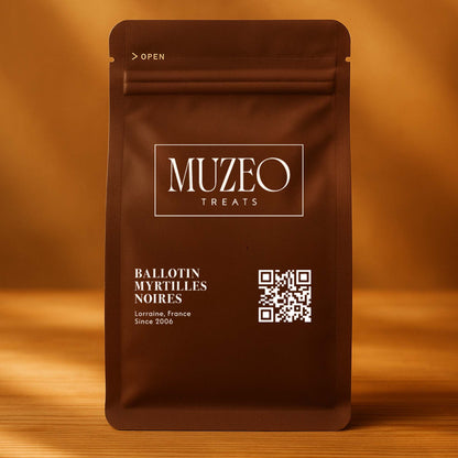 <div style="text-align: center;"> <span style="color: #1D1919;">Ballotin Myrtilles Noires (3 oz.)</span><br><span style="color: #444444;">Lorraine, France </span> <br> <span style="color: #444444;">Pouch Dims. Pouch Dims. 6.0" × 3.5" × 2.15"</span> </div> 