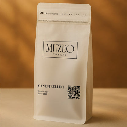 <div style="text-align: center;"> <span style="color: #1D1919;"> Canestrellini (4 oz.)</span><br><span style="color: #444444;">Genoa, Italy</span> <br> <span style="color: #444444;">Pouch Dims. 7.5" x 3.5" x 2.15"</span> </div> 
