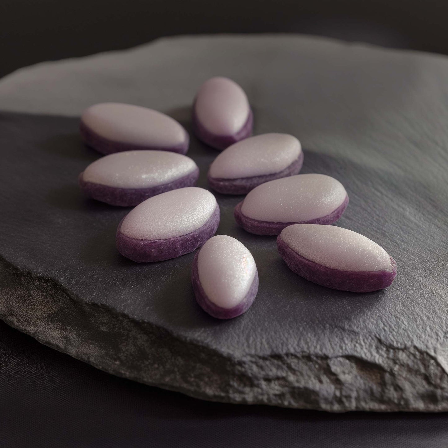 <div style="text-align: center;"> <span style="color: #1D1919;">Blackcurrant Calissons</span> <br> <span style="color: #444444;"> <i> Calissons Cassis</i></span> <br>