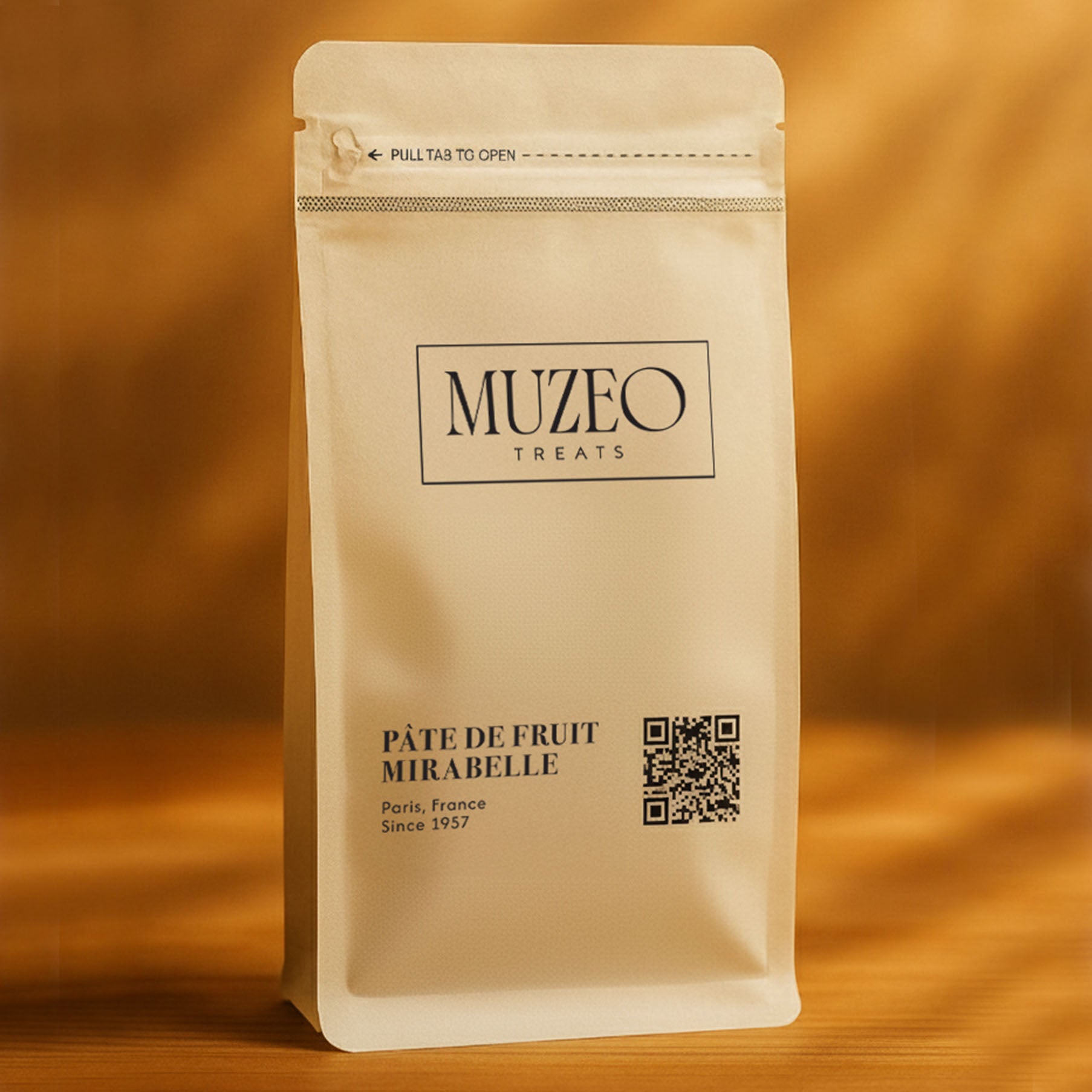 <div style="text-align: center;"> <span style="color: #1D1919;">Pâte de Fruit Mirabelle (4 oz.)</span><br><span style="color: #444444;">Paris, France</span> <br> <span style="color: #444444;">Pouch Dims. 7.5" x 3.5" x 2.15"</span> </div> 
