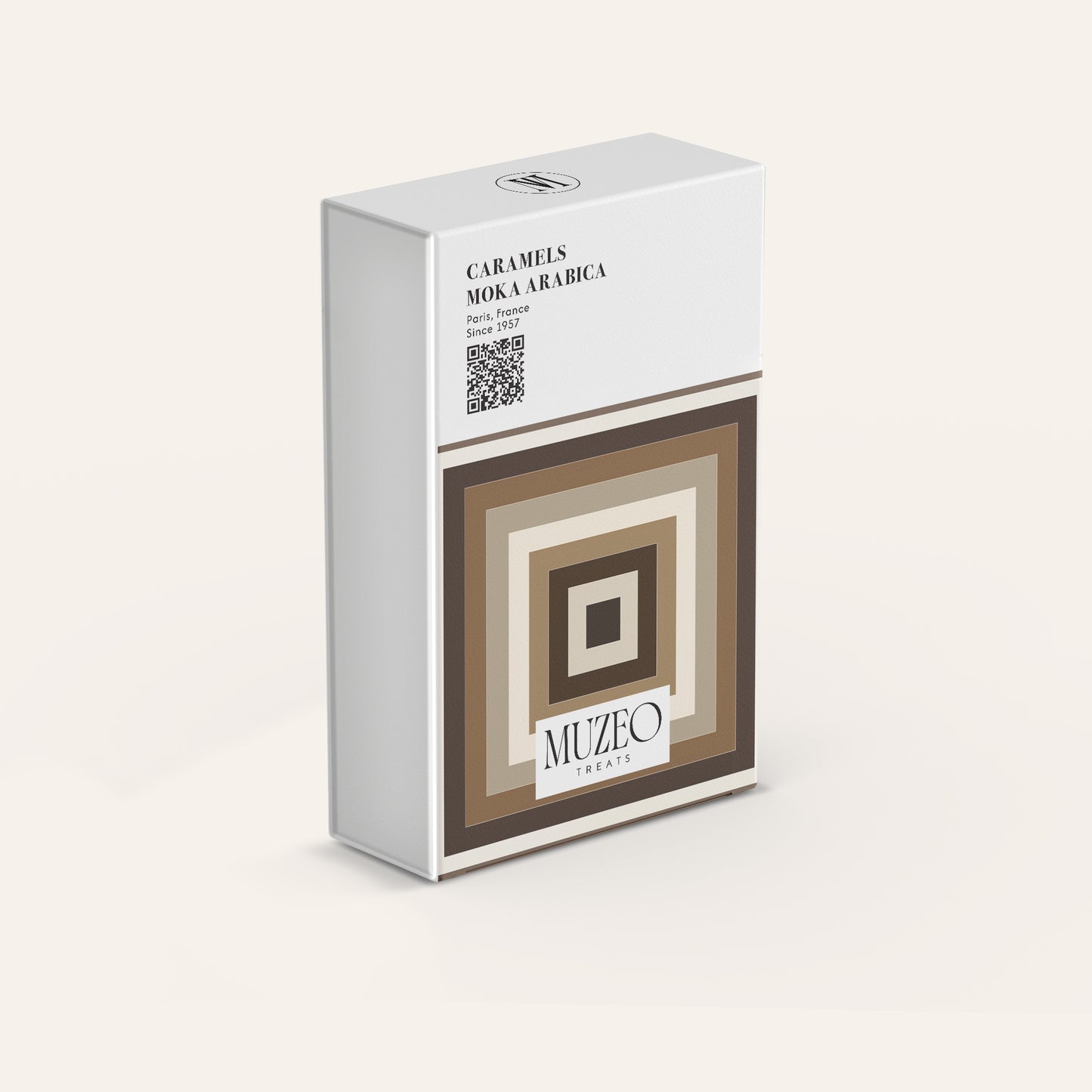 <div style="text-align: center;"> <span style="color: #1D1919;">Caramels Moka Arabica </span> <br> <span style="color: #1D1919;">Caramel Assortment (4 oz.)</span> <br><span style="color: #444444;">Paris, France </span> <br> <span style="color: #444444;">Since 1957</span> </div>
