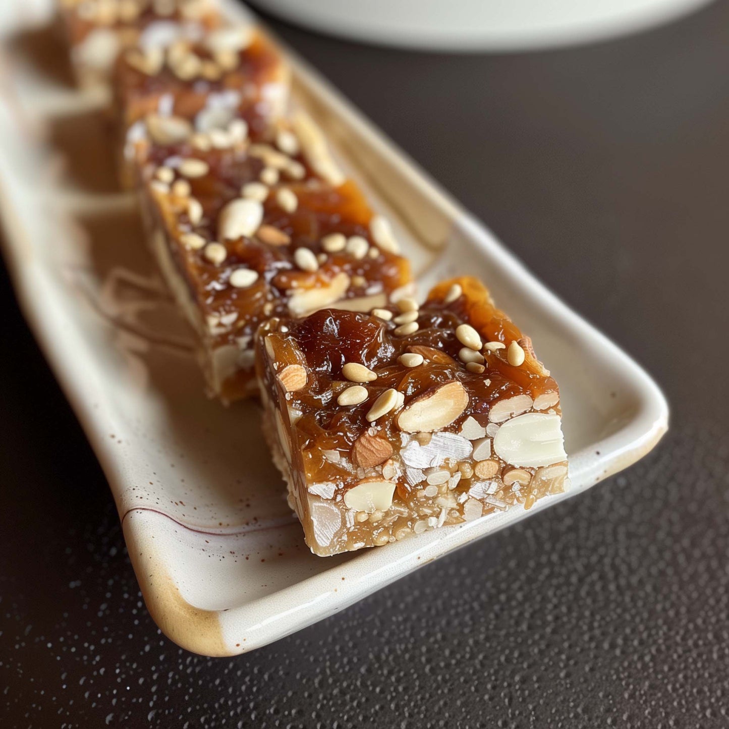 <div style="text-align: center;">   <span style="color: #1D1919;">Almond Sesame Brittle</span> <br><span style="color: #444444;"> <i> Turrón Guirlache</i></span> <br>